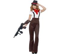 Smiffys Glam Gangster Costume, L - UK Size 16-18, Black & Red