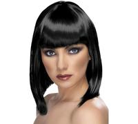 Smiffys Female Glamour Wig - Black - Glam Fancy Dress Short Ladies Bob - wig glam fancy dress short black ladies bob accessory fringe smiffys