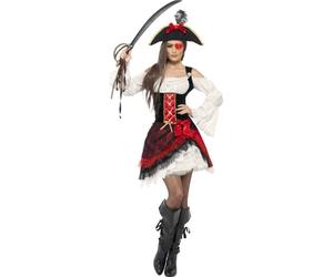 Smiffys Glamorous Lady Pirate Costume, Red (Size S)