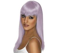 Ladies 1980s Glamourama Fancy Dress Wig with Fringe Lilac by Smiffys