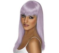 Ladies 1980s Glamourama Fancy Dress Wig with Fringe Lilac by Smiffys