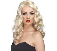 Smiffys Glamorous Wig, Blonde Long and Wavy, Ladies Glamour Wigs Fancy Dress, Adult Dress Up Wigs