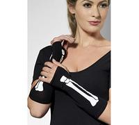 Smiffys Gloves, Black Fingerless with Skeleton Print, Fever Gloves Fancy Dress, Fever Dress Up Accessories