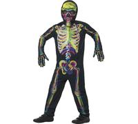 Smiffys Glow in the Dark Skeleton Costume, Multi-Coloured (Size S)