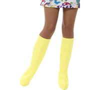 60S 70S Pvc Gogo Boot Covers Knee High Ladies Fancy Dress Accessory YELLOW