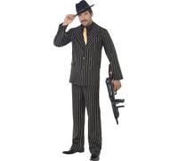 Smiffy's Gold Pinstripe Gangster Adult Mens Mobster Halloween Costume 22414