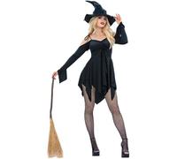 Smiffys Witch Costume with Adjustable Dress & Hat, Halloween Adult Fancy Dress, Halloween Dress Up Costumes, Large