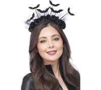 Smiffys Gothic Rose & Bat Bopper Headband, Halloween Fancy Dress Accessory, Gothic Dress Up Hats