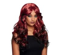 Smiffys Gothic Temptress Wig, Black & Red with Fringe, Halloween Fancy Dress Accessory, Halloween Fancy Dress Accessories Dress Up Wigs