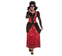 Smiffys Gothic Vampiress Costume, Black with Dress & Eyemask, Halloween Adult Fancy Dress, Vampire Dress Up Costumes