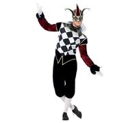 Smiffys Gothic Venetian Harlequin Costume, Black with Top, Trousers & Collar, Halloween Carnival of The Damn Fancy Dress, Adult Dress Up Costumes