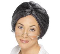 Smiffys Granny Bun Wig in Grey Smiffys Grey