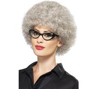 Smiffys Granny Perm Wig, Grey , Funny Fancy Dress, Adult Dress up Wigs