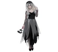Smiffys Graveyard Bride Costume, Black with Dress & Rose Veil, Halloween Adult Fancy Dress, Adult Dress Up Costumes