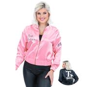 Smiffys Grease Reversible Pink Ladies and T-Birds Jacket for Women - Official Licensed 1950s Rock n Roll Fancy Dress Costume Accessory for Musicals, Hen Parties, Halloween & Retro Events, Medium