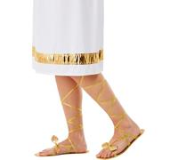 Smiffys Grecian Lace Up Sandals with Gold Leaf Detail, Legends & Myths Fancy Dress, Ancient Greek Dress Up Accessories