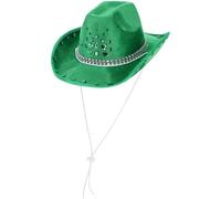 Smiffys Green Rhinestone Cowboy Hat, Cowboys and Indians Fancy Dress, Western Dress Up Hats