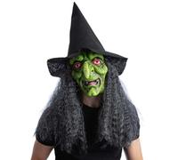 Smiffys Green Wicked Witch Latex Mask, Adult Fancy Dress, One Size