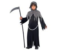 Smiffys Grim Reaper Costume, Black with Cloak & Hood, Halloween Child Fancy Dress, Child Dress Up Costumes