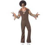 Smiffy's Adult Men's Groovy Boogie Costume, Jumpsuit With Attached Shirt, 70 - dress groovy fancy costume mens 70s boogie disco 1970s outfit hippy