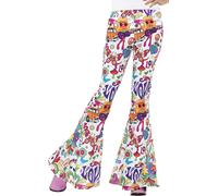 Smiffys Groovy Flared Trousers, Ladies, Multicolor, S - UK Size 08-10