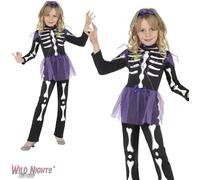 Smiffys Halloween Girls Skeleton Skellie Punk Costume Age 7-9 Years M New