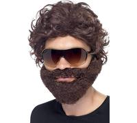 Smiffys Stag Do Kit, Brown with Wig, Beard and Sunglasses, Funny Fancy Dress, Adult Dress Up Wigs