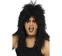 70s 80s 80's Mens Hard Rocker Rockstar Fancy Dress Wig Black by Smiffys
