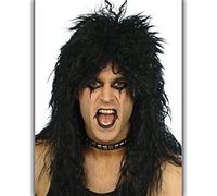 70s 80s 80's Mens Hard Rocker Rockstar Fancy Dress Wig Black by Smiffys