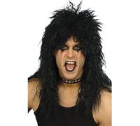 HARD ROCKER WIG, BLACK Long Tousled, 1980's Fancy Dress, 1980s Dress Up Wigs