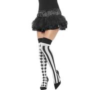 Smiffys Harlequin Hold Ups, White & Black , Circus Fancy Dress, Adult Dress Up Accessories