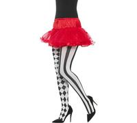 Smiffys Harlequin Tights, White & Black , Circus Fancy Dress, Adult Dress Up Accessories