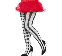 Smiffys Harlequin Tights, Plus Size, White & Black , Circus Fancy Dress, Adult D