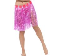 Smiffys Hawaiian Hula Skirt with Flowers, Neon Pink with Velcro Fastening & Adjustable Waist Band, Hawaiian Luau Fancy Dress, Hawaiian Dress Up Accessories