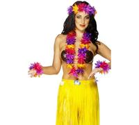 Smiffys Hawaiian Lei, Assorted Pack of 3, Hawaiian Luau Fancy Dress, Hawaiian Dress Up Accessories