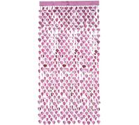 Smiffys Heart Foil Curtain Backdrop, Pink 190x91cm/ 74x36in, Party & Carnival Fancy Dress, Party Dress Up Party Goods