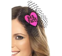 Smiffys Hen Party Hair Bow, Pink with Netting, Hen & Stag Night Fancy Dress, Hen Party Dress Up Accessories