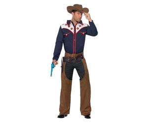 Smiffys, Herren Rodeo-Cowboy Kostüm, Hemd, Chaps und Hut, 22664