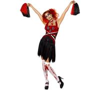 Smiffy's Adult Women's High School Horror Cheerleader Costume, Dress And Pom - costume cheerleader horror dress halloween school fancy high zombie