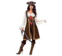 Smiffys High Seas Pirate Wench Costume, Brown with Dress, Trousers and Baldric,