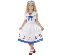 High Seas Sailor Girls Fancy Dress Nautical Navy Uniform Kids Book Day Outfit