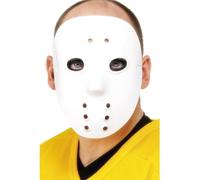 Smiffys Hockey Mask, White PVC, Cops & Robbers Fancy Dress, Face Masks Dress Up Masks