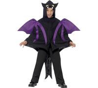 Smiffys Hooded Creature Cape, Black with Attached Wings & Tail, Halloween Child Fancy Dress, Monster Dress Up Costumes
