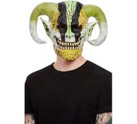 Smiffys Horned Demon Overhead Mask, Latex, Halloween Fancy Dress Accessory, Devil Dress Up Masks