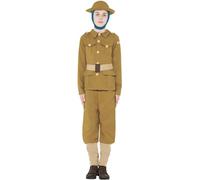 Smiffys Horrible Histories WWI Boy Costume, Green with Top, Trousers & Hat, Officially Licensed Horrible Histories Fancy Dress, Child Dress Up Costumes