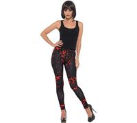 Smiffys Horror Leggings, Black & Red with Blood Splatter, Halloween Fancy Dress Accessory, Zombie Dress Up Accessories