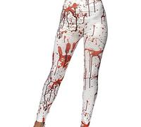 Smiffys Horror Leggings, White with Blood Splatter, Halloween Fancy Dress Accessory, Zombie Dress Up Accessories