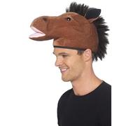 Brown Horse Hat Head Race Day Novelty Adults Jockey Fancy Dress