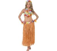 Smiffys Hula Honey Instant Kit, with Skirt, Headpiece, Wrist Cuffs, Lei and Bra, Hawaiian Luau Fancy Dress, Hawaiian Dress Up Accessories