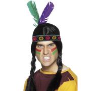 Smiffys Indianer-Kopfschmuck von amerikanischen Ureinwohnern inspiriert, Mehrfarbig, mit 2 Federn